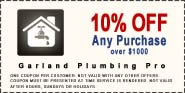 10% discount on garland plumbing services over $1000